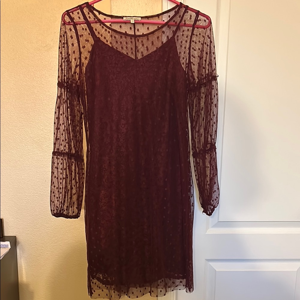 Charlotte Russe Red Sheath Dress with Long Bishop Sleeves for Cocktail
